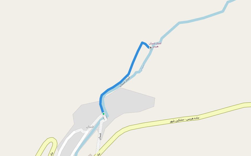 آبشار شیران walking route map in شیران