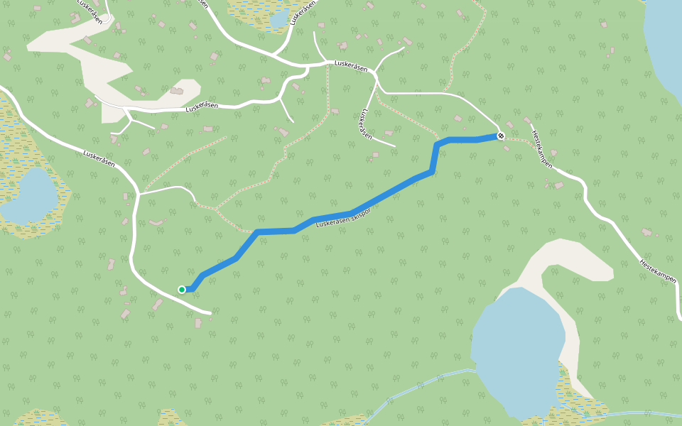 Luskeråsen skispor walking route map in Moane