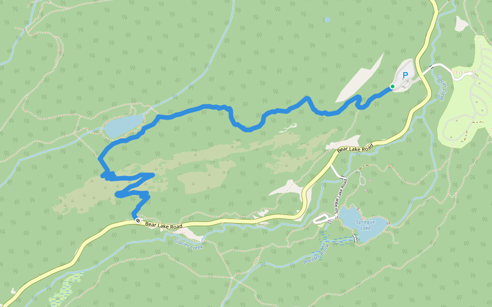 Bierstadt Moraine Trail walking route map in Estes Park