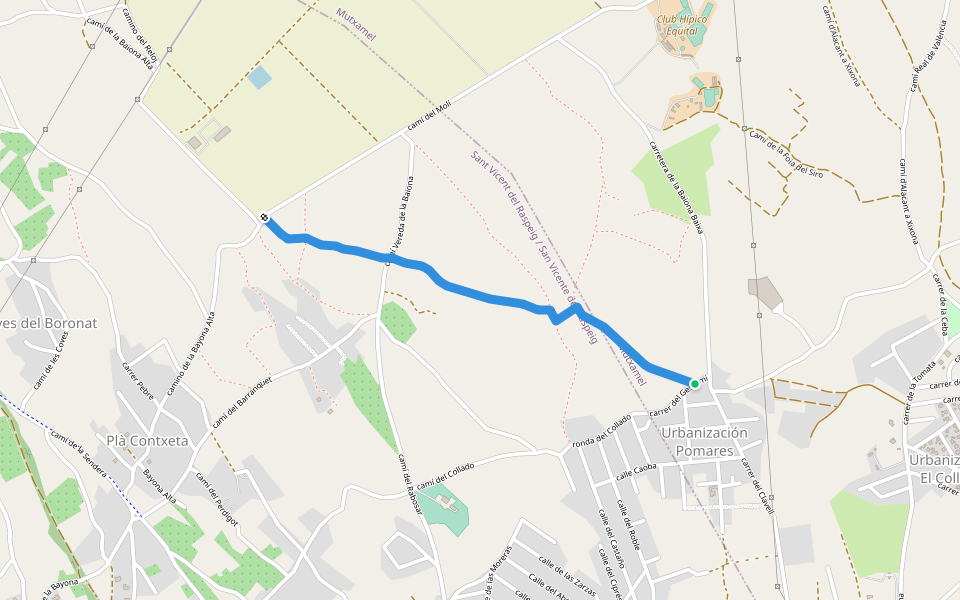 camí Vell d'Agost walking route map in Els Gira-Sols