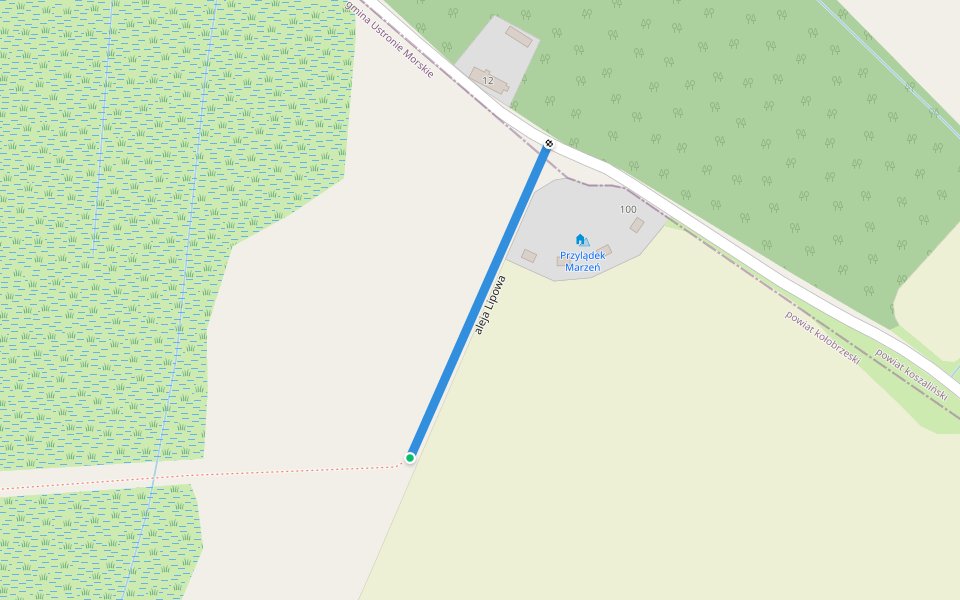 aleja Lipowa walking route map in Wieniotowo