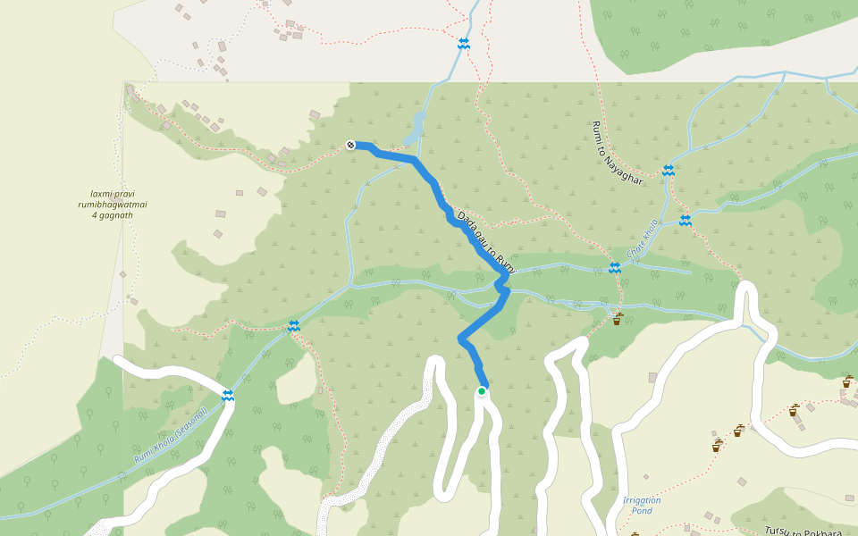 Dada gau to Rumi walking route map in Majhakot