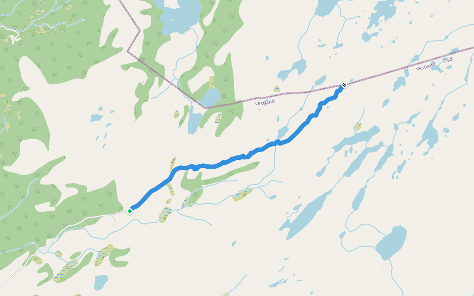 Lefdalssetra -Staurdalseggja walking route map in Maurstad