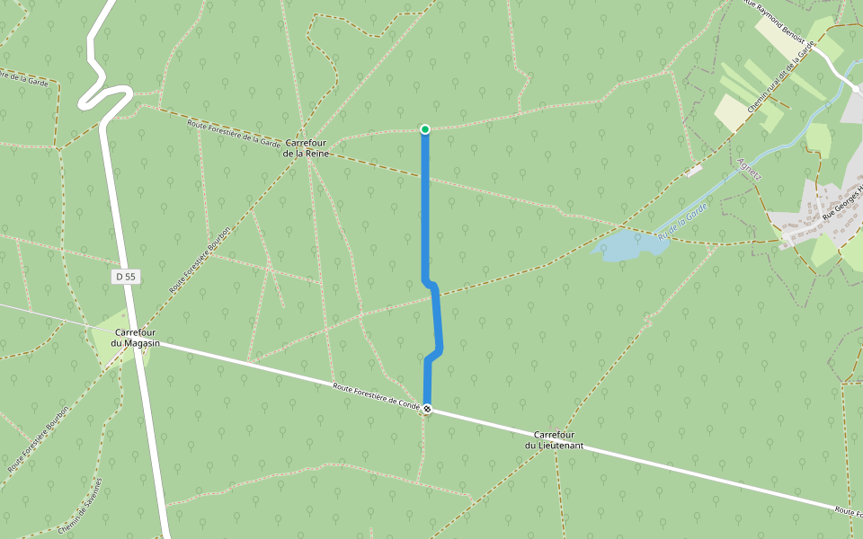 Méridienne Verte walking route map in La Neuville-en-Hez