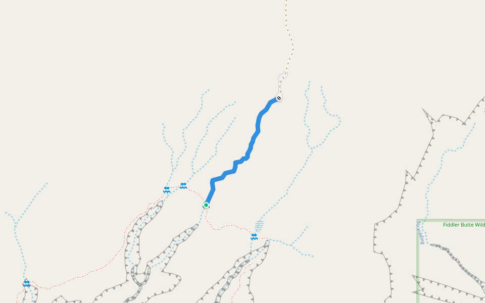 Top Down Approach All Forks of Leprechaun Canyon walking route map in Lake Powell