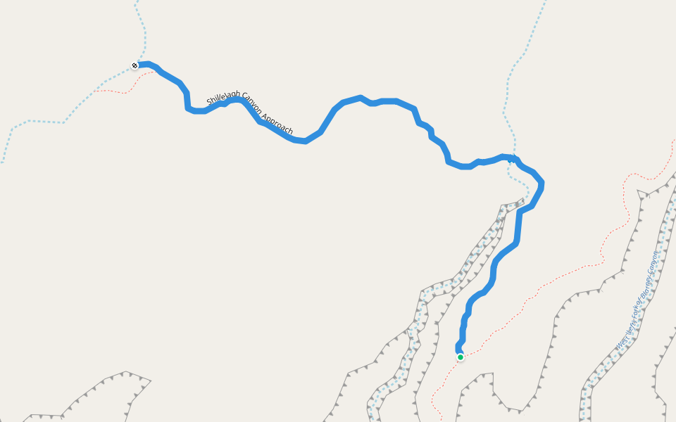 Shillelagh Canyon Approach walking route map in Lake Powell