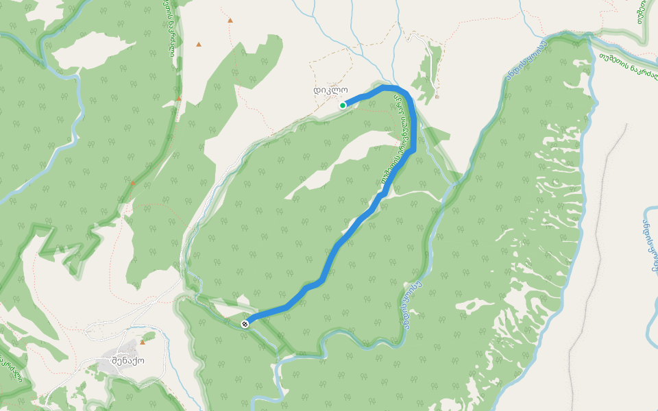 Diklo - Shenako red marked trail walking route map in Shenako