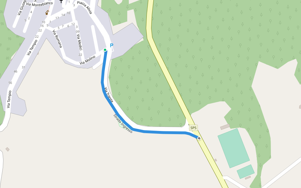 Strada Ingresso walking route map in Aglientu