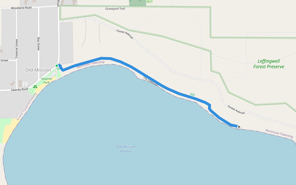 The Sidewalk walking route map in Traverse City