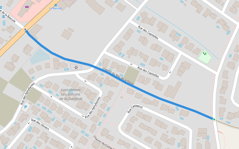 Chemin du Mas de la Peyre walking route map in Gigean