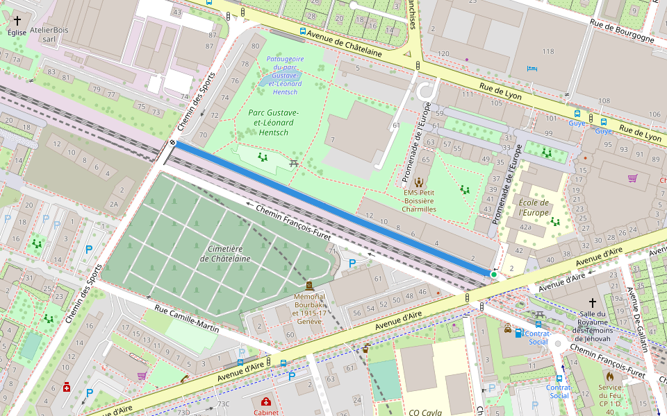 Allée Pic-Pic walking route map in Genève