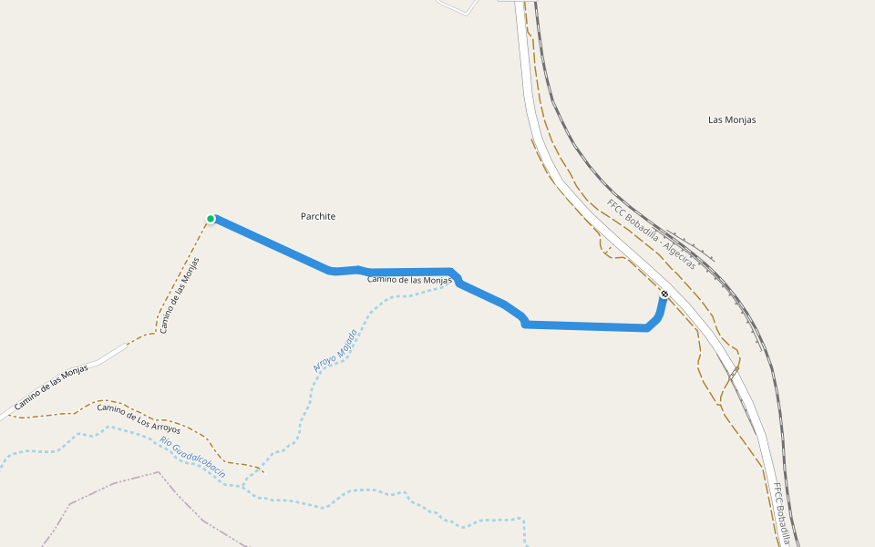 Camino de las Monjas walking route map in Ronda