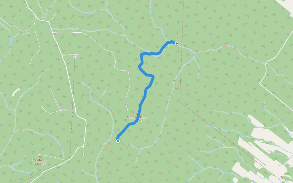 Le Mont Carleton walking route map in Carleton-sur-Mer