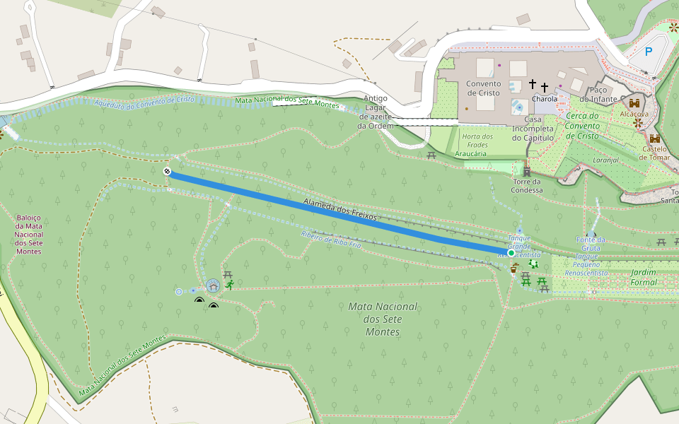 Alameda dos Freixos walking route map in Tomar