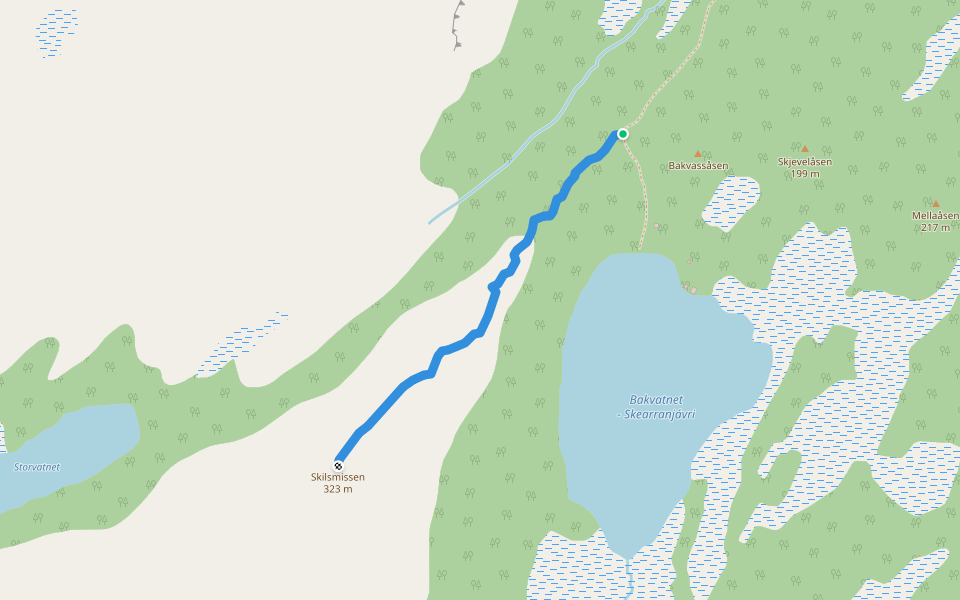 Skilsmissen walking route map in Vågnes