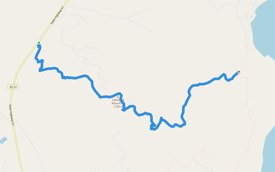 Lakeview Mountain Trail walking route map in Priest River