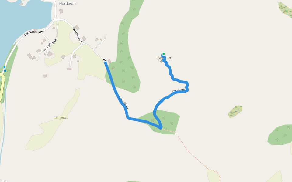 Dyrafjellet walking route map in Knarrlagsund