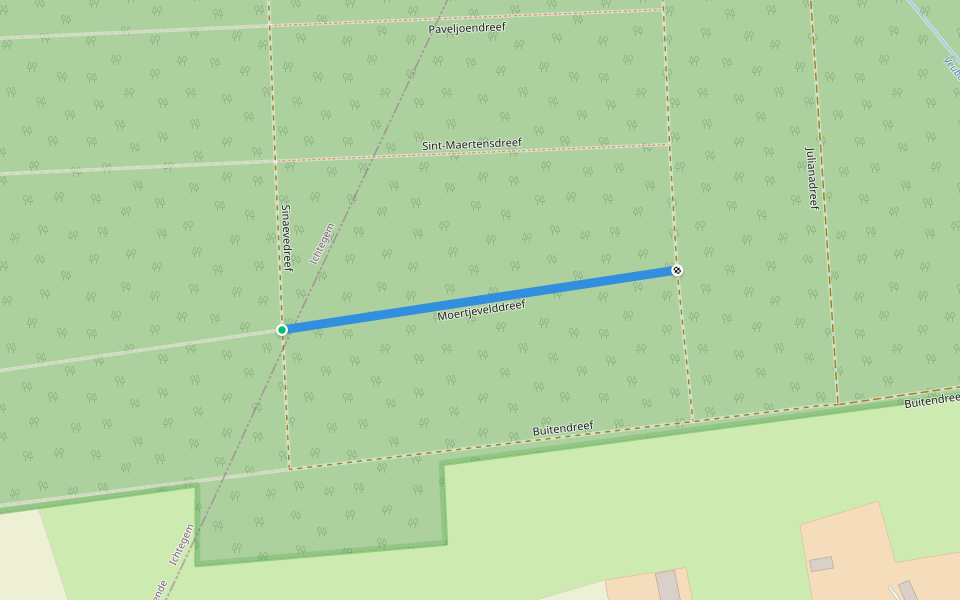 Moertjevelddreef walking route map in Kortemark