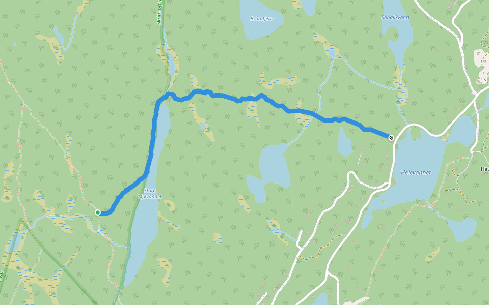 Mjøvasstien walking route map in Gunnbohaug