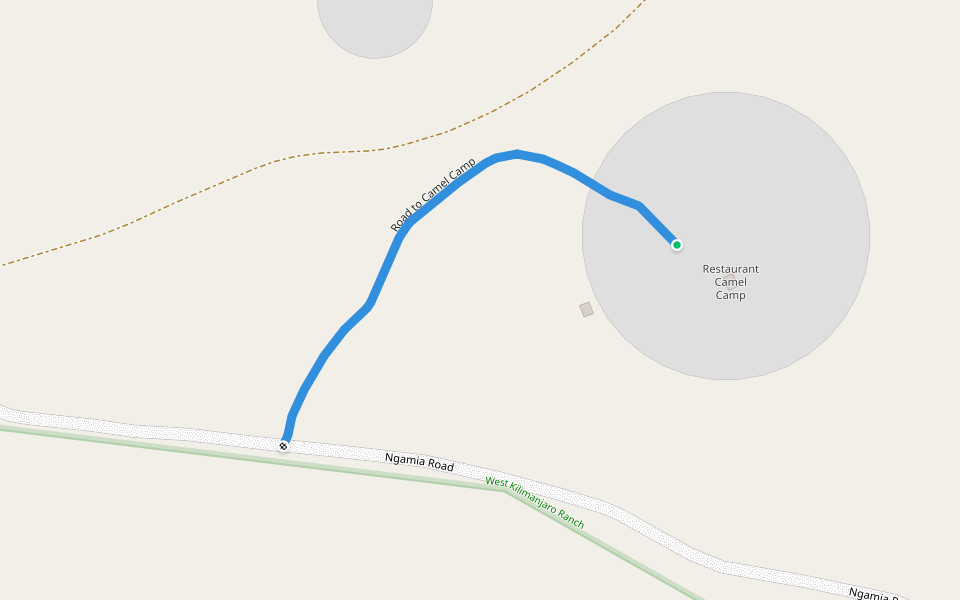 Road to Camel Camp walking route map in Engare Nanyuki
