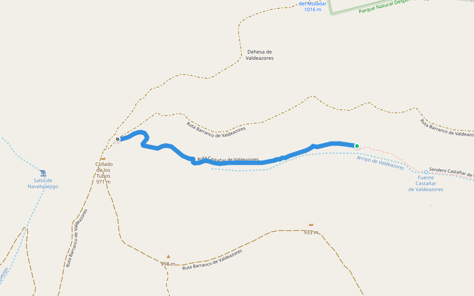Ruta Castañar de Valdeazores walking route map in Santa Elena