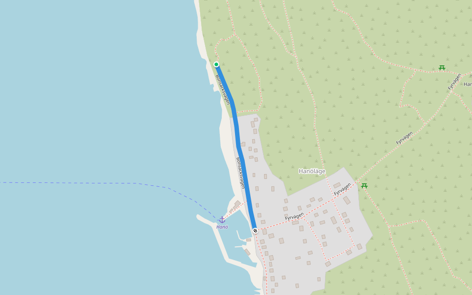 Bönsäcksvägen walking route map in Hanö