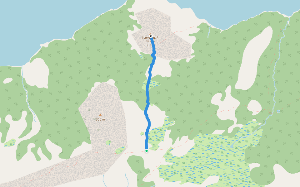 на Каменный Венец walking route map in Magadan