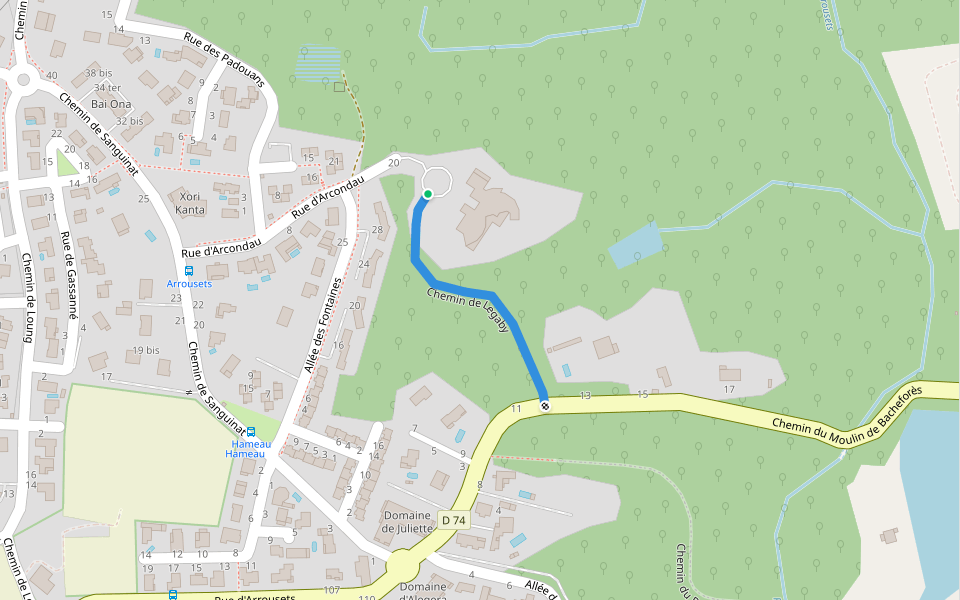 Chemin de Legaby walking route map in Bayonne