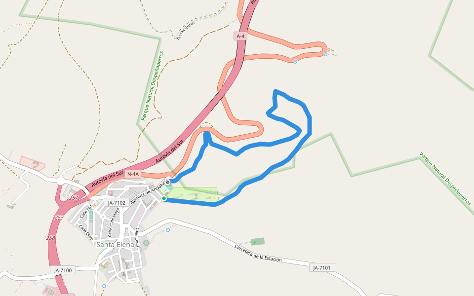Sendero Balcón de Despeñaperros walking route map in Santa Elena