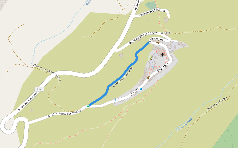 Chemin de Patarance walking route map in Pégairolles-de-Buèges