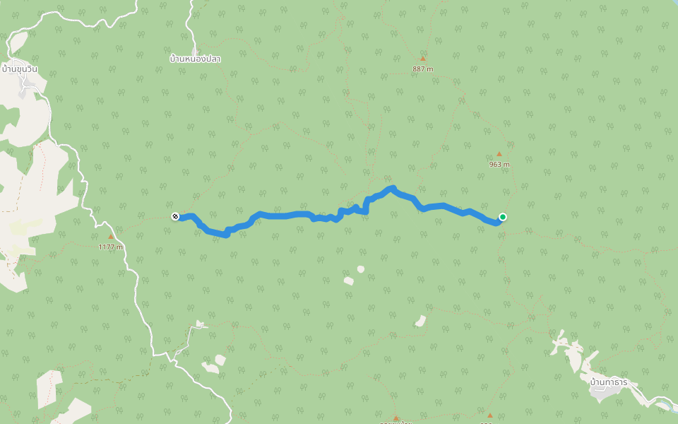 White Line walking route map in Tambon Don Pao