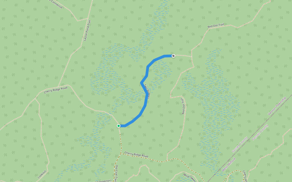 Two Bridges walking route map in Vernon Township