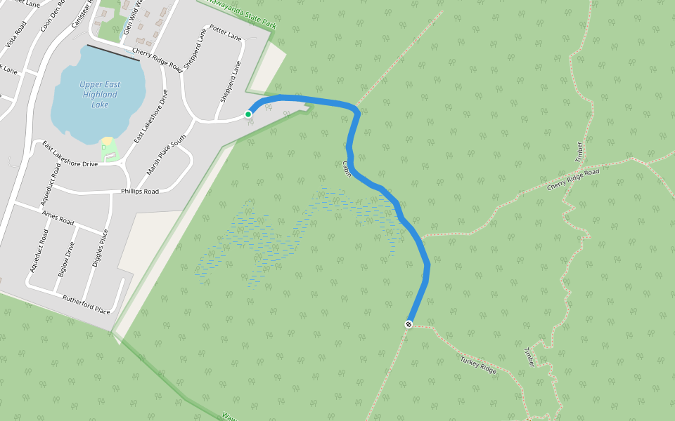 Cabin walking route map in Vernon Township