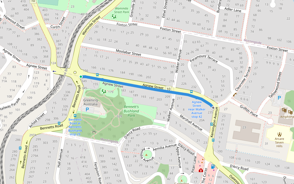 Agnew Street walking route map in Norman Park