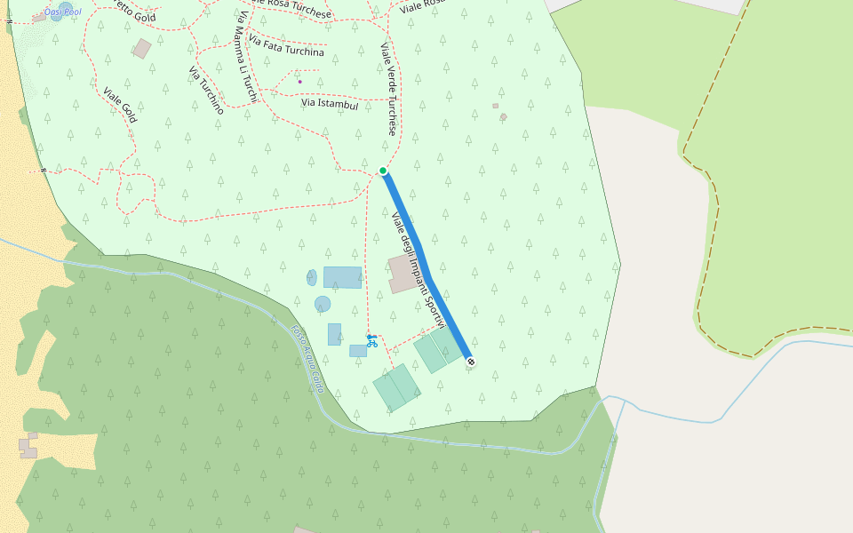 Viale degli Impianti Sportivi walking route map in Donoratico