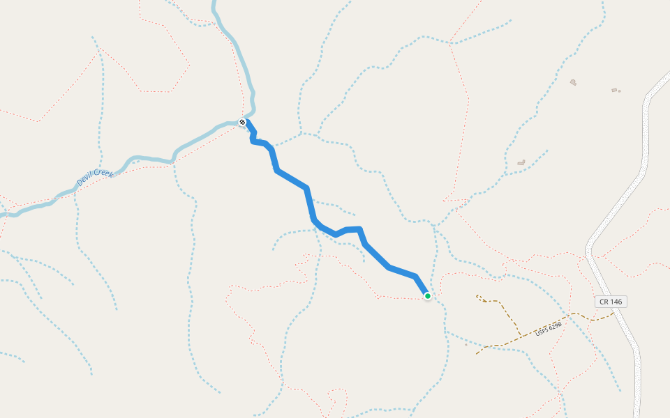 Quakie Spring Trail walking route map in Chimney Rock
