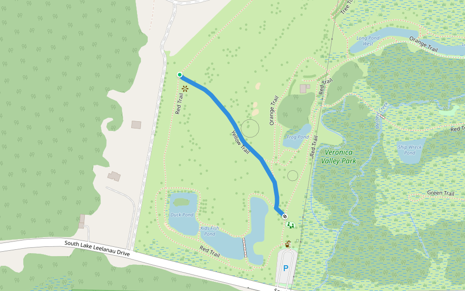 Yellow Trail walking route map in Lake Leelanau