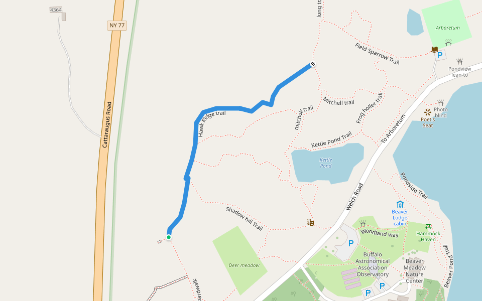Hawk Ridge trail walking route map in Java Center