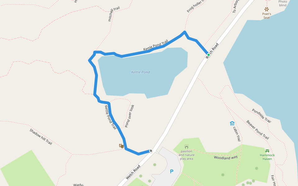 Kettle Pond Trail walking route map in North Java