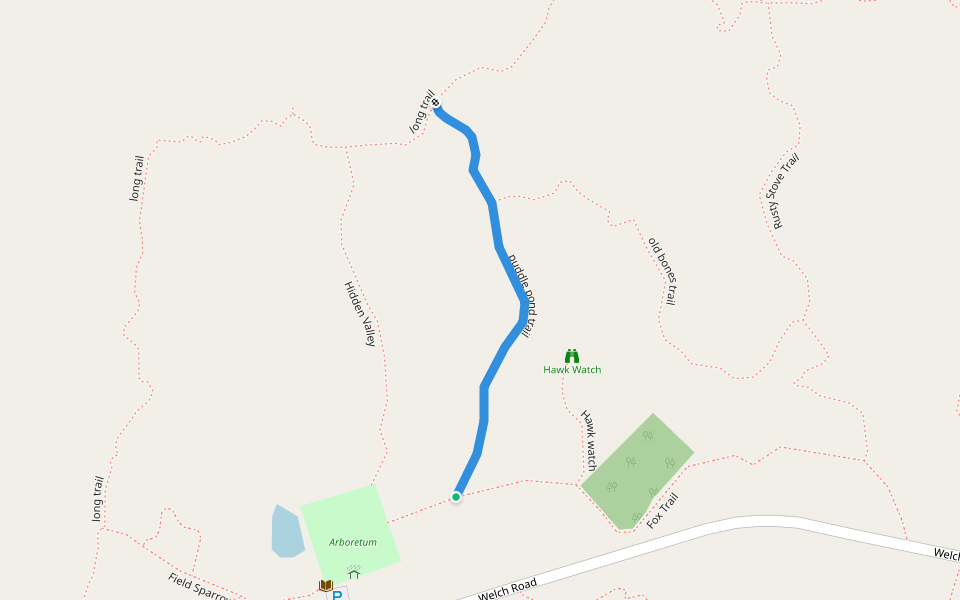 puddle pond trail walking route map in North Java