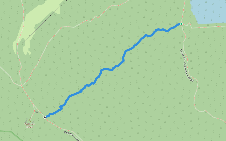 Язовира - Орфееви скали walking route map in Smolyan