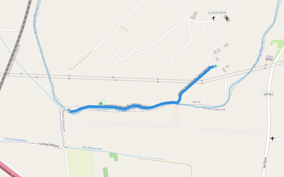 sentiero Sorgente Rio Santa Marina walking route map in Sarno