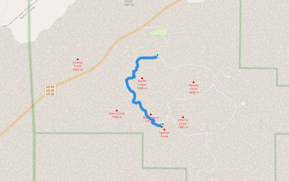 North Crater Trail walking route map in Arco