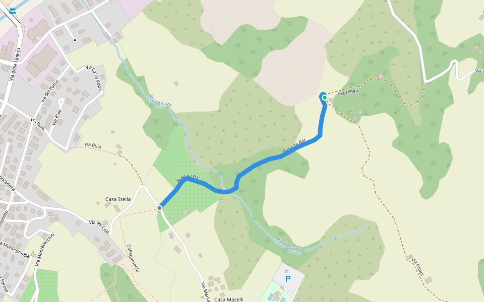 Busa da Bòt walking route map in Savigno