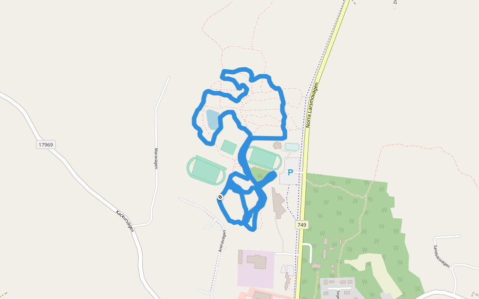 Larsmo XCO red walking route map in Överjeppo