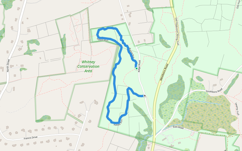 Rabbit Run walking route map in Upton