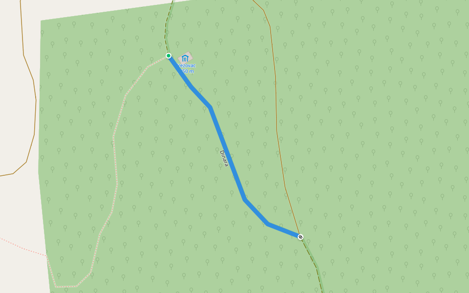 Dinara walking route map in Cetina