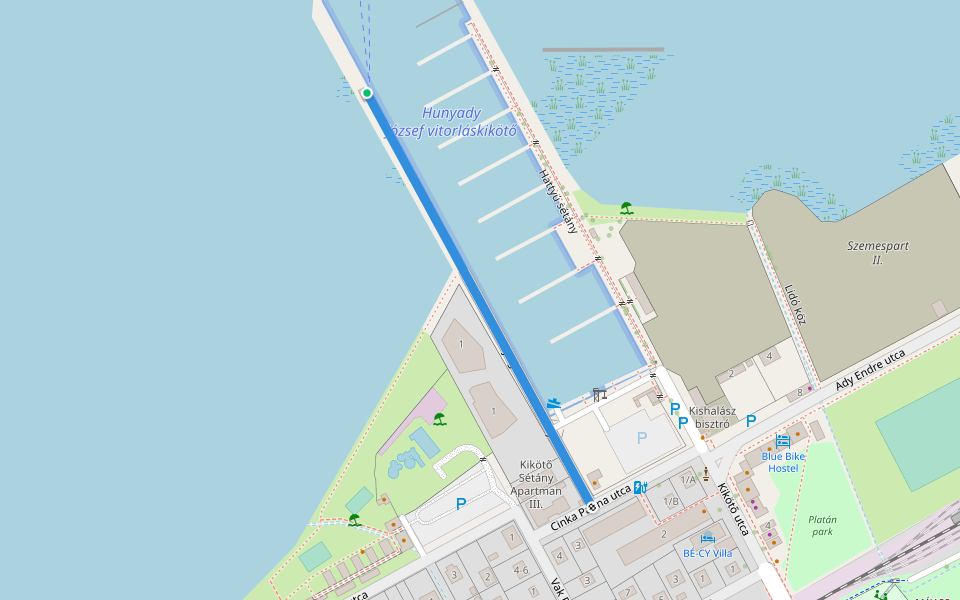 Nyugati móló sétány walking route map in Balatonszemes