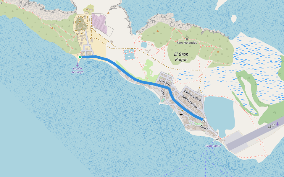 Avenida Los Roques walking route map in Gran Roque