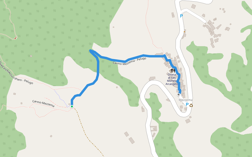 Carmo Mezzema - Pelugo walking route map in Mezzema